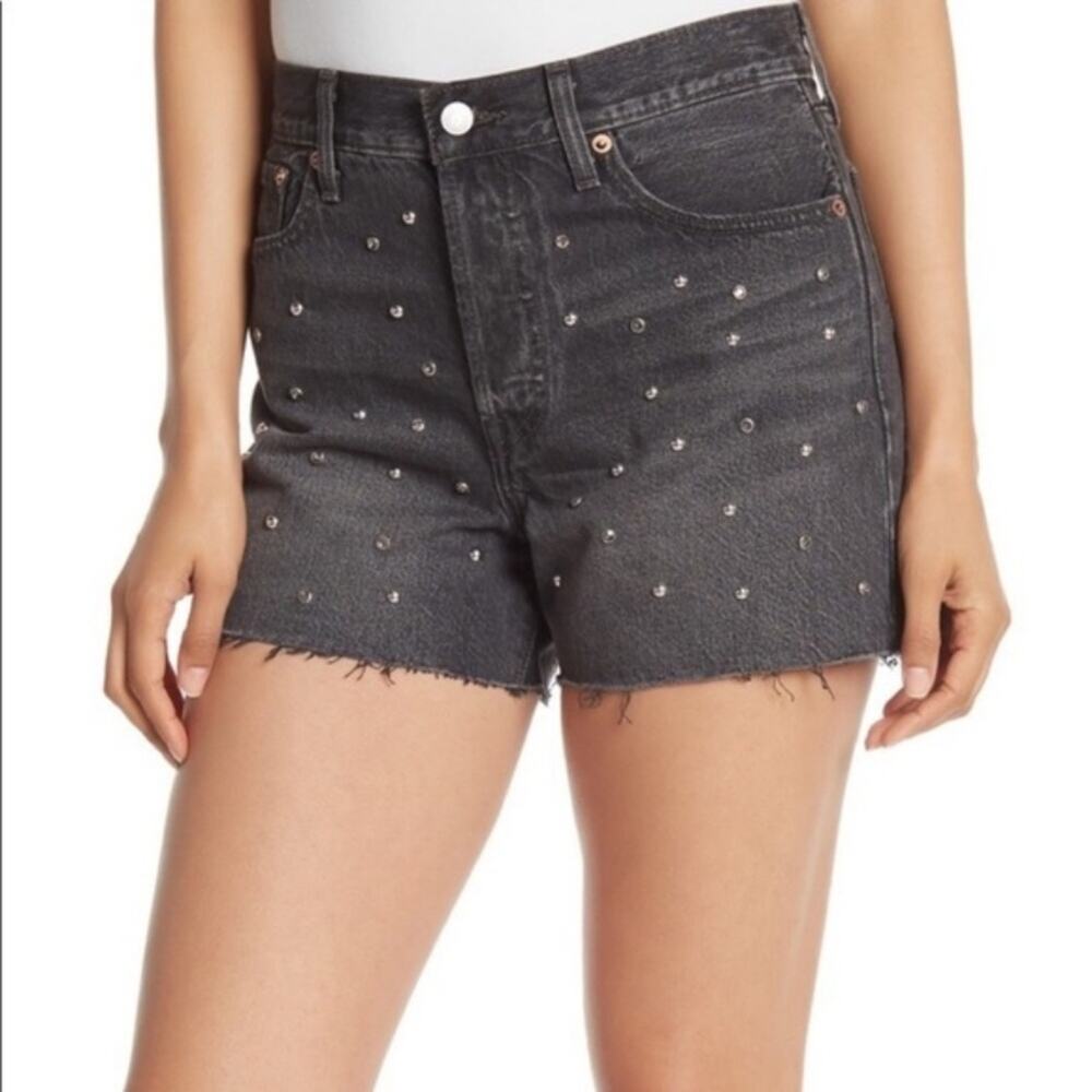 Levi's Black Studded High-Rise Denim Shorts